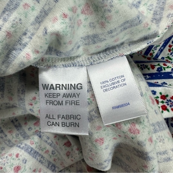 Lanz of Salzburg Sz S Nightgown Classic Blue Tyrolean Stripe Flannel NWOT - Picture 15 of 16